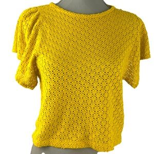 Madewell Texture and Thread Short Sleeve flair Blouse Yellow size Small